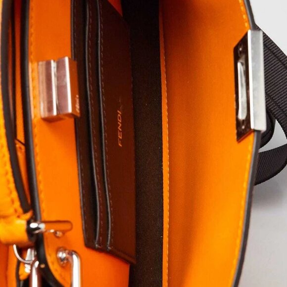 Fendi Orange Pebbled Leather Small Peekaboo Iseeu XCross Satchel Bag 7VA582 - Picture 9 of 12